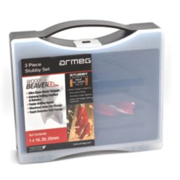 Armeg Wood Beaver Hex Shank 4-Flute Auger Wood Stubby Drill Bit Set 3 Pieces