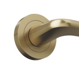 Cooke & Lewis Izenah Lever on Rose Door Handles Pair Brushed Brass