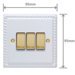 Varilight  10A 3-Gang 2-Way Light Switch  Georgian White