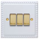Varilight  10A 3-Gang 2-Way Light Switch  Georgian White