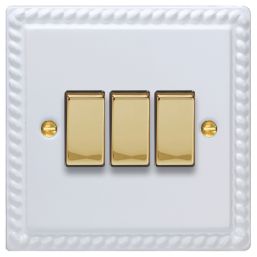 Varilight  10A 3-Gang 2-Way Light Switch  Georgian White