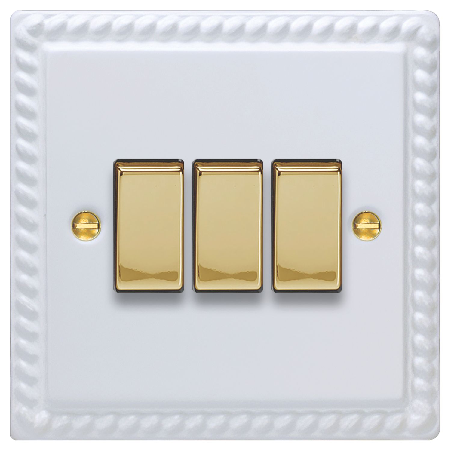Varilight 10A 3-Gang 2-Way Light Switch Georgian White (333EA)