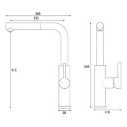 Bristan Profile +  Pull-Out Kitchen Tap Chrome-Plated