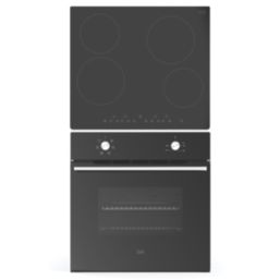 Cooke & Lewis  Integrated Fan Oven & Ceramic Hob Black