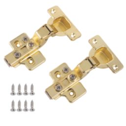 Eclipse 3D Adjustable Soft Close Steel 105° Inset Brushed Brass Cabinet Hinges 62mm 2 Pack