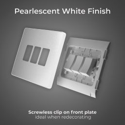 British General Evolve 20A 16AX 3-Gang 2-Way Light Switch  Pearlescent White with White Inserts