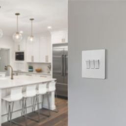 British General Evolve 20A 16AX 3-Gang 2-Way Light Switch  Pearlescent White with White Inserts