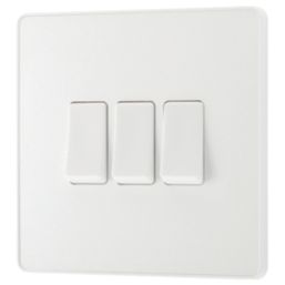 British General Evolve 20A 16AX 3-Gang 2-Way Light Switch  Pearlescent White with White Inserts