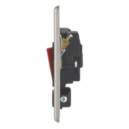 Contactum iConic 32A 1-Gang DP Control Switch & Flex Outlet Brushed Steel  with Black Inserts