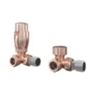 ETAL Danva 15mm x 1/2" Copper Corner Modern Thermostatic Radiator Valve & Lockshield