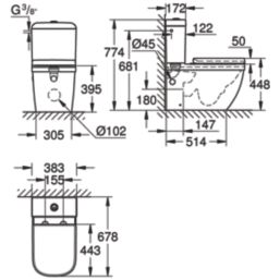 Grohe Euro Ceramic Soft-Close Close Coupled Toilet Dual-Flush 6Ltr