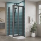 ETAL  Framed Square Bi-Fold Door Shower Enclosure & Tray  Matt Black 750mm x 750mm x 1940mm