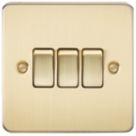 Knightsbridge  10AX 3-Gang 2-Way Light Switch  Brushed Brass