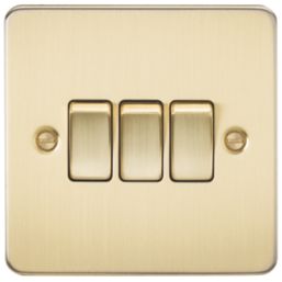 Knightsbridge  10AX 3-Gang 2-Way Light Switch  Brushed Brass