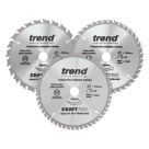 Trend CSB/165/3PK/B Wood/Chipboard/MDF Circular Saw Blade 165mm x 20mm 24/40/52T 3 Piece Set