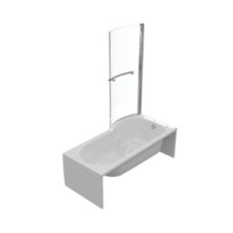 Essentials Acrylic P-Shape Shower Bath Left-Hand