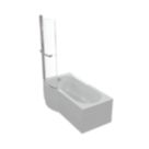 Essentials Acrylic P-Shape Shower Bath Left-Hand