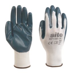 Site  Nitrile Coated Gloves White/Blue Medium