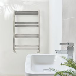 Time 800mm x 530mm 946BTU Silver Flat Designer Towel Radiator