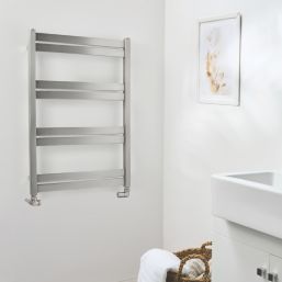 Time 800mm x 530mm 946BTU Silver Flat Designer Towel Radiator