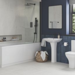 Iowa HP/Combi Flexible Concealed Matt Black Thermostatic Square Concealed Shower Mixer with Riser Handset & Overhead Outlet