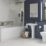 Iowa HP/Combi Flexible Concealed Matt Black Thermostatic Square Concealed Shower Mixer with Riser Handset & Overhead Outlet