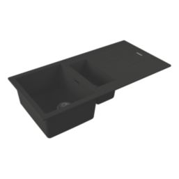 Carysil TD150-MB 1.5 Bowl Granite Composite Kitchen Sink Midnight Black Reversible 1000mm x 500mm