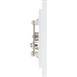 British General Evolve 1-Gang Coaxial TV / FM Socket Brushed Steel with White Inserts
