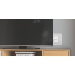 British General Evolve 1-Gang Coaxial TV / FM Socket Brushed Steel with White Inserts