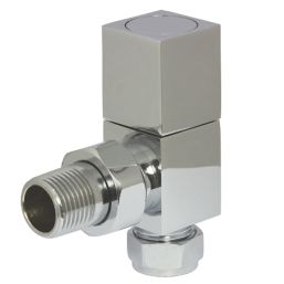 Towelrads  15mm x 1/2" Chrome Angled Designer Manual Radiator Valve & Lockshield  2 Pack