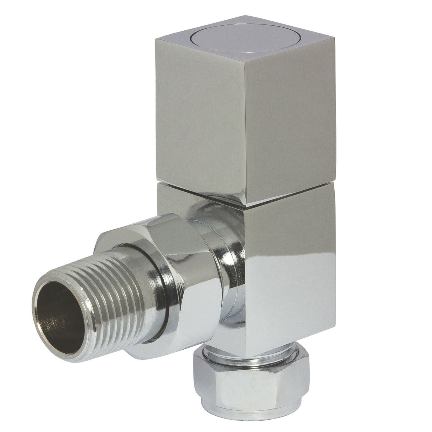 Towelrads 15mm x 1/2" Chrome Angled Designer Manual Radiator Valve & Lockshield 2 Pack (334RY)