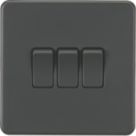 Knightsbridge  10AX 3-Gang 2-Way Light Switch  Anthracite