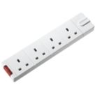 Masterplug 13A 4-Gang Unfused Rewireable Trailing Socket with LED White