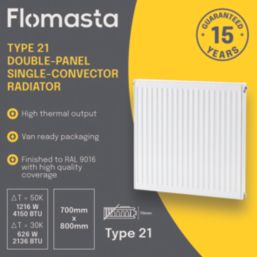 Flomasta 700mm x 800mm 4150BTU White Type 21 Convector Radiator