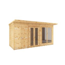 Mercia Maine 13' 6" x 6' (Nominal) Pent Tongue & Groove Timber Summerhouse & Shed