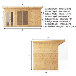 Mercia Maine 13' 6" x 6' (Nominal) Pent Tongue & Groove Timber Summerhouse & Shed