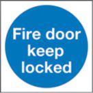 Non Photoluminescent "Fire Door Keep Locked" Sign 100mm x 100mm