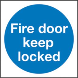 Non Photoluminescent "Fire Door Keep Locked" Sign 100mm x 100mm