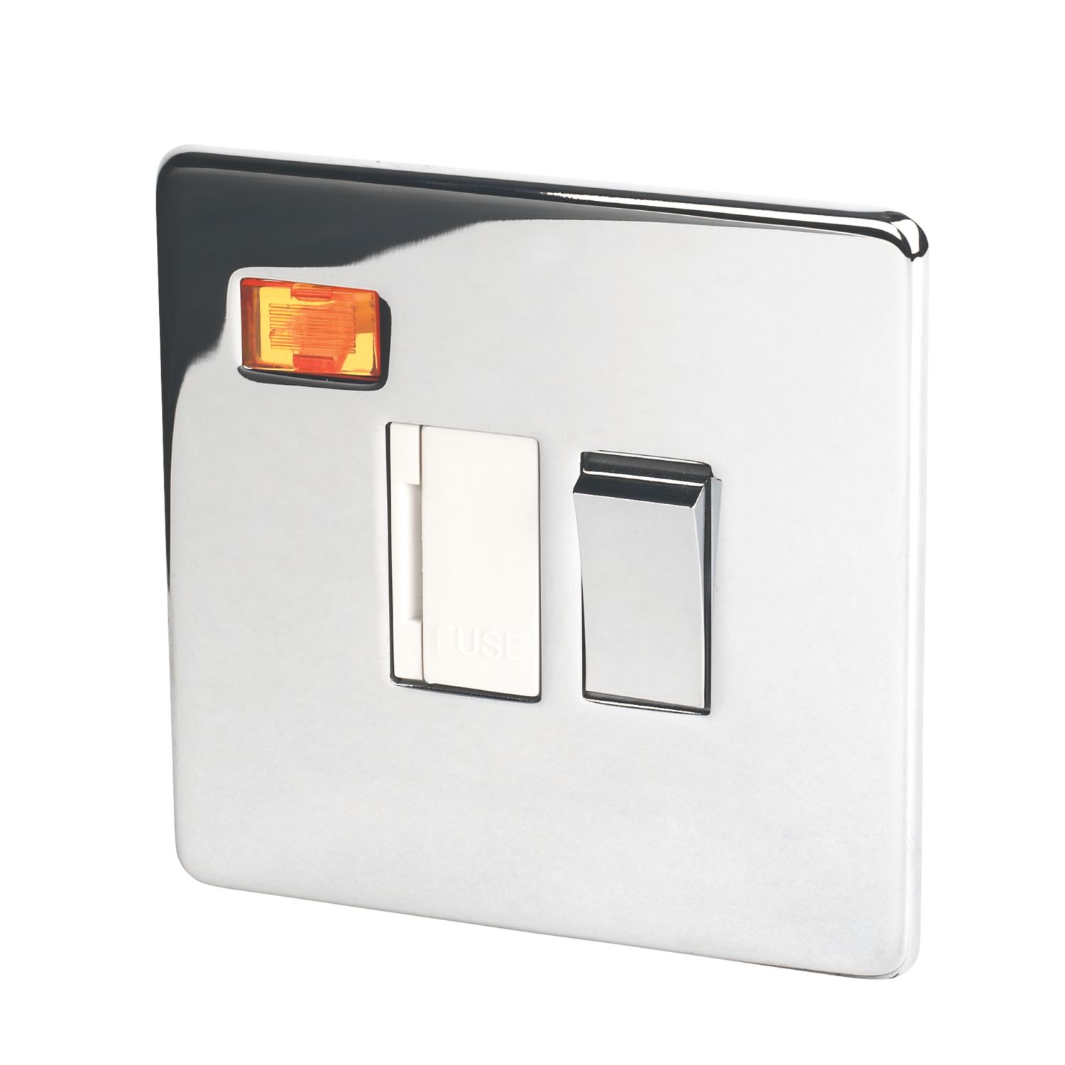 Crabtree Platinum 13A Switched Fused Spur with Neon Polished Chrome with White Inserts (3351H)