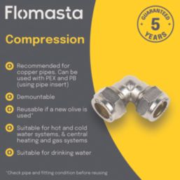 Flomasta  Brass Compression Equal 90° Elbow 15mm