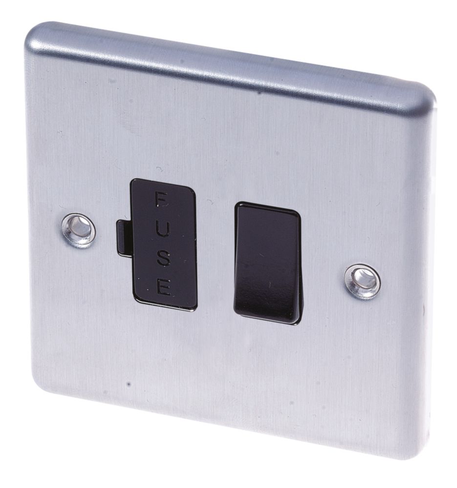 LAP 13A Switched Fused Spur Stainless Steel with Black Inserts | Fused ...