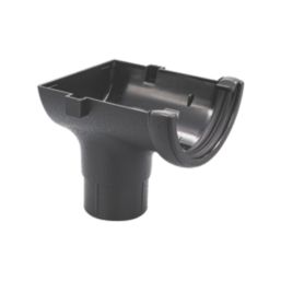 FloPlast Cast Iron Effect uPVC Round Stopend Outlet Black 112mm x 68mm