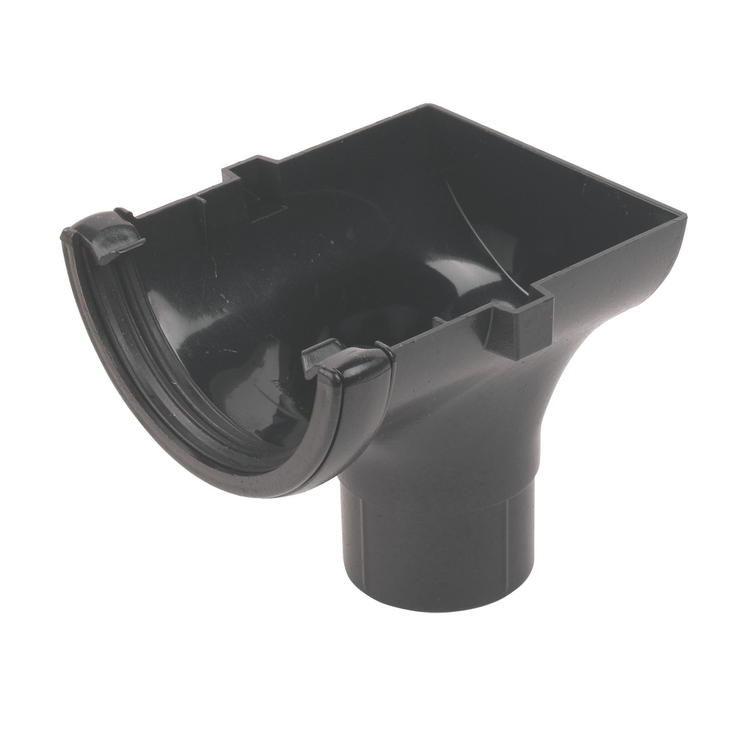 FloPlast Cast Iron Effect uPVC Round Stopend Outlet Black 112mm x 68mm (33582)