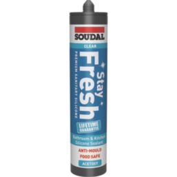 Soudal Stay Fresh Acetoxy Anti-Mould Sanitary Silicone Sealant Clear 290ml
