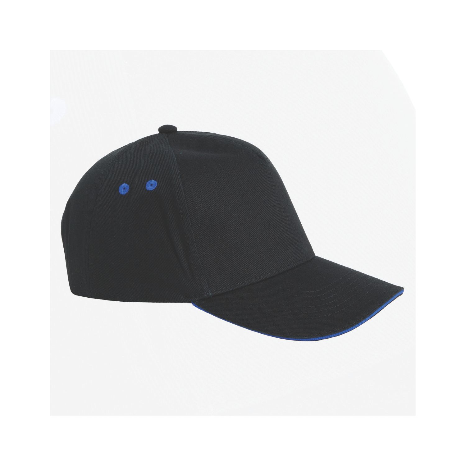 Beechfield 5 Panel Cap Black / Royal Blue (335EP)