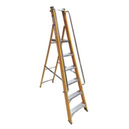 Lyte Fibreglass 2.16m 6 Step Platform Step Ladder With Handrail