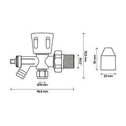 Flomasta  White Angled Manual Radiator Valve  8mm x 21mm