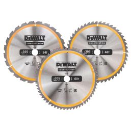 DeWalt Wood Circular Saw Blades 305mm x 30mm 24 48 60T 3 Pieces Screwfix