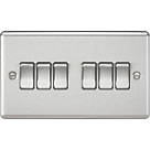 Knightsbridge  10AX 6-Gang 2-Way Light Switch  Brushed Chrome