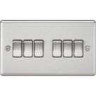 Knightsbridge  10AX 6-Gang 2-Way Light Switch  Brushed Chrome
